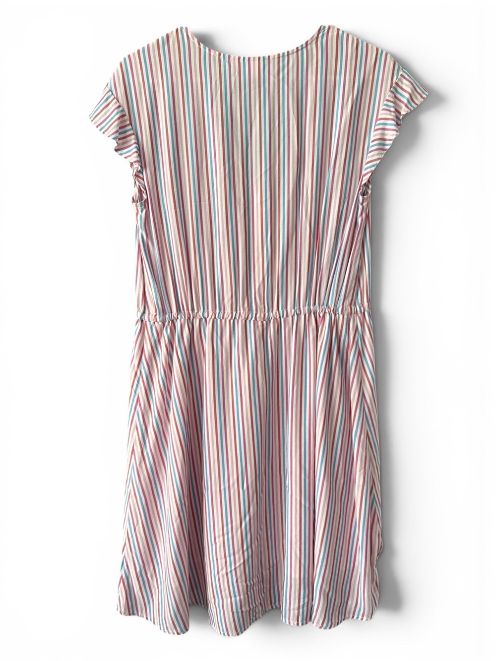 GAP Pink Multi-Stripe V-Neck Tie-Waist Mini Dress - Picture 4 of 7